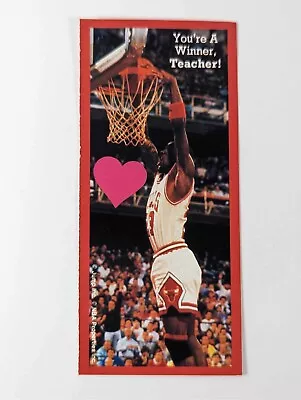 Michael Jordan 1990 Cleo Valentines Card  You're A Winner Teacher  RED • $0.99