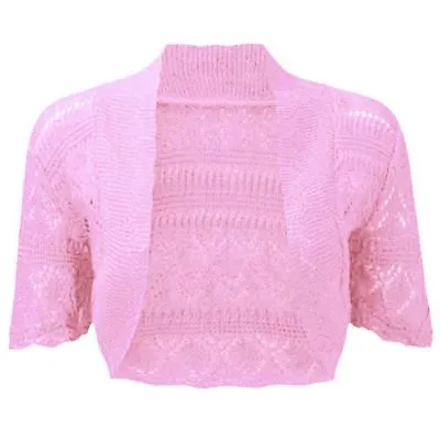 Ladies & Kids Crochet Knitted Short Sleeve Shrug Cardigan Bolero Top Plus S-4XL • £6.95