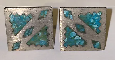 $95 • Buy Vintage Mexico Taxco Sterling Silver 925 Turquoise Cufflinks