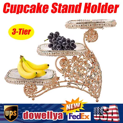 3-Tier Cupcake Stand Cake Dessert Wedding Event Party Display Plate Tower Golden • $33