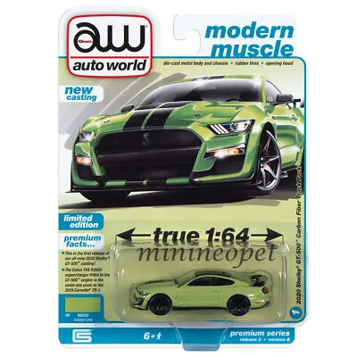 Autoworld 2020 Shelby Ford Mustang Gt-500 1/64 Grabber Green Aw64362 Awsp100 A • $10.97