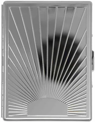 Silver Sunrise Compact (9 100s) Etched MetalPlated Cigarette Case & Stash Box • $16.99