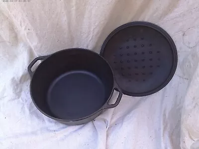 Vintage Black Lodge 10 1/4  8DOL USA Cast Iron Dutch Oven Pot With Lid • $49.95