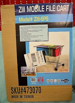 NEW ZIII Mobile FILE Cart Executive SILVER Steel Hanging FRAME Wheels OFFICE • $68.98