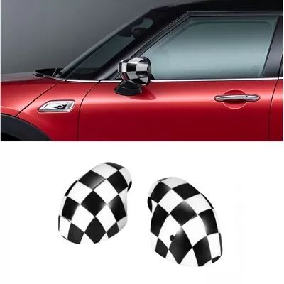 Checkered Rearview Mirror Cover Cap For MINI Cooper F54 F55 F56 F57 F60 2020-24 • $59.99