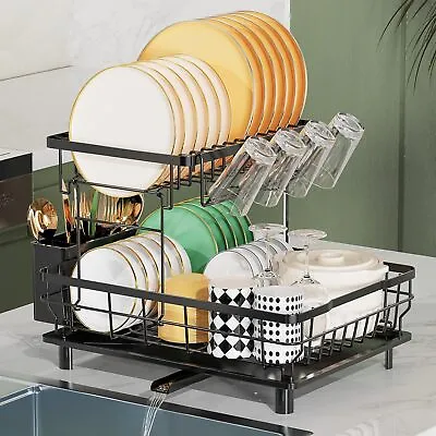 2 Tier Over The Sink Dish Drying Rack Dish Rack Above Kitchen Shelf Dish Drainer • $27.99