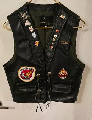  Vtg GWRRA Gold Wing Road Riders Life Member Black Leather Motorcycle Vest 44 • $144.79