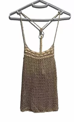 MONORENO Crocheted Women’s Halter Top Size Small Gold • $15.30