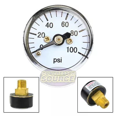 1/8  MNPT Mini Micro Air Pressure Gauge 0-100 PSI 1  Face CBM Center Back Mount • $12.95