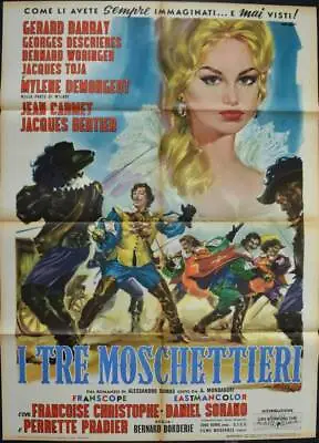 LES TROIS MOUSQUETAIRES Italian 2F Movie Poster 39x55 MYLENE DEMONGEOT 61 CASARO • $200