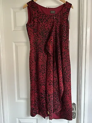 Caroline Charles Dress Silk With Scarf Lined Red/Black UK 10 Sleeveless • £35