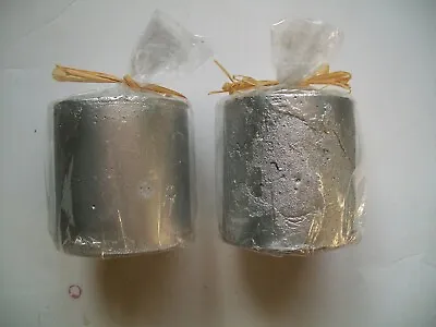 Set Of Two Medium Sized Pillar Candles - Silver Coloured - Brand New - Free Post • £9.99