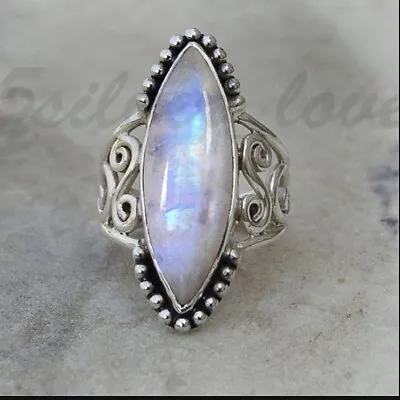 Moonstone Gemstone 925 Sterling Silver Handmade Ring Mother's Day Jewelry MP-23 • $12.54