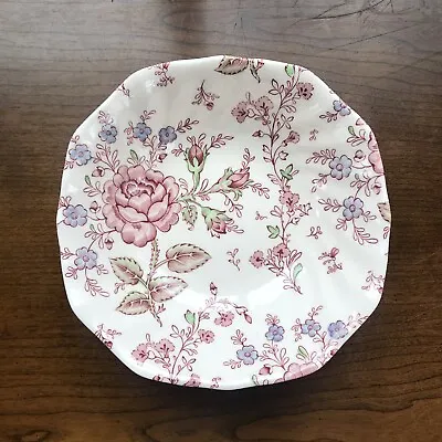 JOHNSON BROS Rose Chintz Pink Square Cereal Bowl  Made In England  - 6 1/4  • $15.50