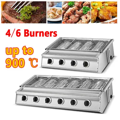 4/6 Burner Picnic BBQ Grill Outdoor LPG Gas Party Barbeque Home Smokeless Cooker • $373.96