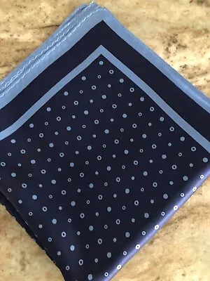 New 14  100% Silk Pocket Square Men's--- Deep Sea Blues M6 • $17