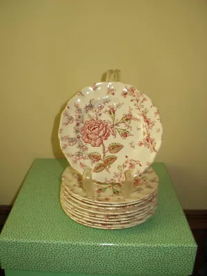 Set 4 JOHNSON BROS England ROSE CHINTZ 6 3/8  Bread & Butter Plates - MORE!  • $24