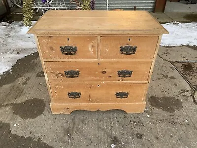£125 • Buy An Edwardian Pine Chest Of 2 Short And 2 Long Drawers Scrubbed Vintage Paint