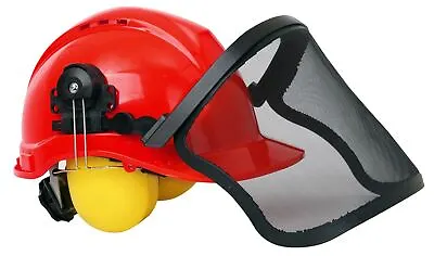 Chainsaw Safety Helmet Hard Hat With Mesh Visor And Ear Protection • £23.99
