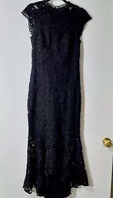 Shoshanna Midnight Lace Mermaid Gown Guipure Black  Lined 30-28-34  Sz 8 57 Long • $125