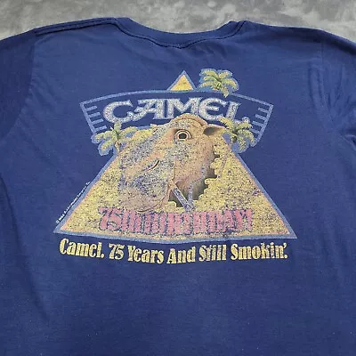 Vtg 80s Camel Cigarettes Shirt Medium Joe Camel Single Stitch 75th Anniversary • $28.98