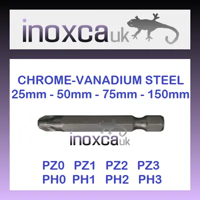 Pz0 Pz1 Pz2 Pz3 Ph0 Ph1 Ph2 Ph3 Screwdriver Insert Bits 1/4  Hex Drive Cr-v • £3.21