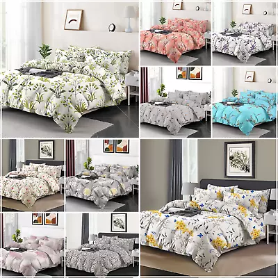 Printed Duvet Set 100% Egyptian Cotton Quilt Cover Bedding Bed Set Double King • £6.49