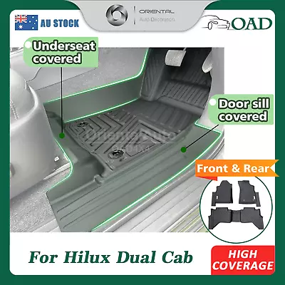 5D TPE Door Sills Covered Floor Mats For Toyota Hilux Auto Dual Cab 2015-Onwards • $220.50