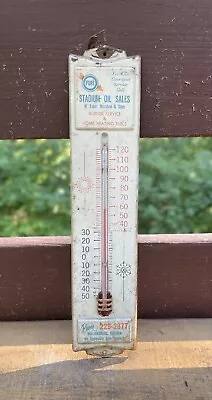 Vintage PURE Stadium Oil Sales Home Heating Fuels Advertising Thermometer Sign • $125