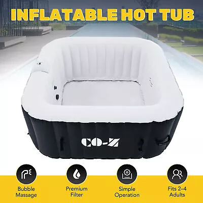 5'x5' Blow Up Hot Tub 4 Person Portable Inflatable Spa And Pool With Pump Black • $385.72