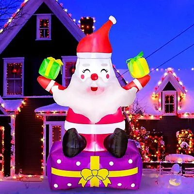 Christmas 6 Ft Outdoor Inflatable Santa Gift Box Blow Up Yard LED Lawn Garden US • $18.83