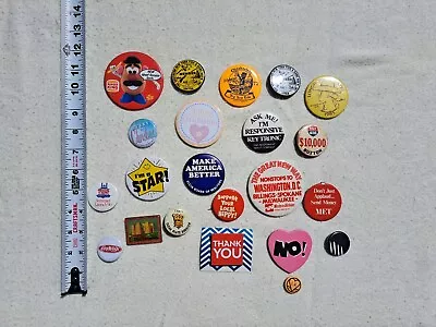 Lot Of 22 Random Vintage Pin Back Buttons • $15.99