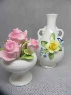 Coalport Bone China Small Flower Posy Ornaments Vintage X 2 .10.5 X 8.5cm High • £12.95