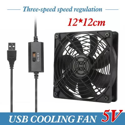 USB Fan 120mm Fan USB Computer Fan For PC/ PS4/ Xbox/TV Box/Laptop/AV Cabinet WD • £15.38