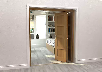 1794mm 4 Panel Oak Internal Bifold Doors (Mirror On Reverse) • £299