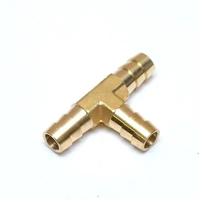 3/8 Hose ID Barb Tee Three Way Equal Brass Fitting Fuel Air Water Oil Vacuum • $8.57