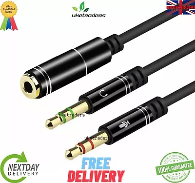 £2.97 • Buy 3.5mm Headset Adapter Splitter Jack Cable Separate Audio And Mic Headphone Jacks