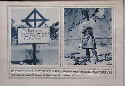 1915 Wwi Ww1 Print Imperial Light Horse War Memorial - Highlander Gas-mask • $80.88