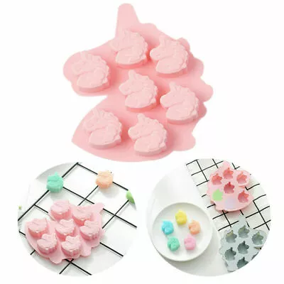 7 Unicorn Pink Silicone Mould Chocolate Fondant Jelly Ice Cube Mold • £2.25