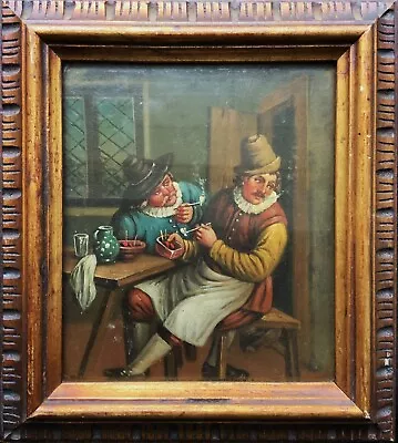 Wonderful 19th-century Dutch School Tavern Genre Oil On Panel Painting • £275