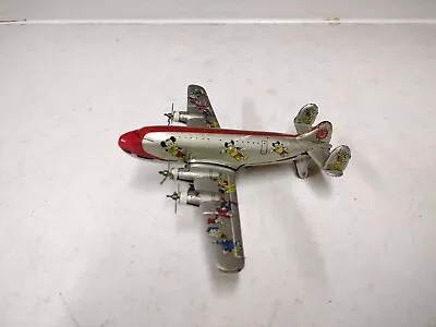 Vintage Linemar Toys Tin Litho Walt Disney 4 Engine Friction Plane Mickey RARE • $319.95