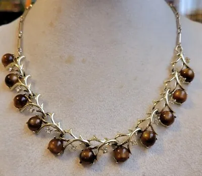 Vintage CORO Signed BROWN THERMOSET Necklace • $19.99