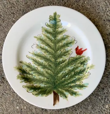 Maxcera Plates Christmas Cardinal Tree Red Bird Hand Painted Charger Plate 14” • $22.46