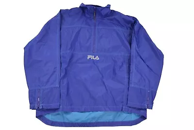 Fila Men's Blue Long Sleeve Mock Neck 1/2 Zip Windbreaker Jacket Size L • $12.50