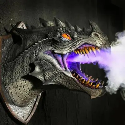 3D Dragon Head Dinosaur Smoke Light Wall Mounted Art Sculpture Dinosaur Home • $35.55