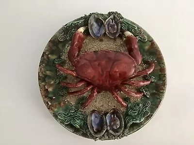 Majolica Palissy Style Crab Plate. Handmade Rustic 3D Marine Artwork. • £295