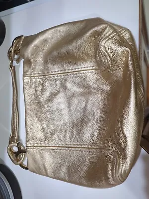 Michael Kors 14  X 12  Gold Faux Leather Bag W/ Lining Pockets Excellent Clean • $29.99