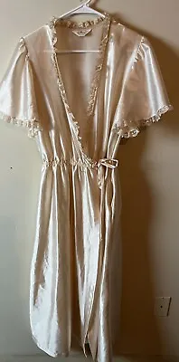 Vintage Val Mode Size Large Nightgown Lingerie Open Lace Robe Pockets Pink • $19.99