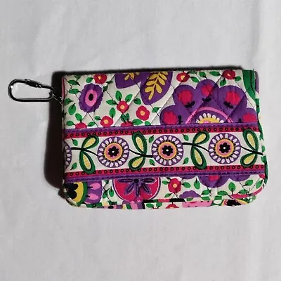 Vera Bradley *viva La Vera* Wristlet Zipper Wallet Quilted Purple Floral • $6.99