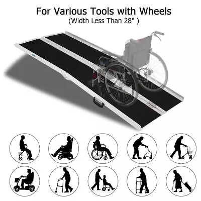 6ft Folding Aluminum Mobility Scooter Carrier Wheelchair Ramp  72  X 28  600lbs • $166.61
